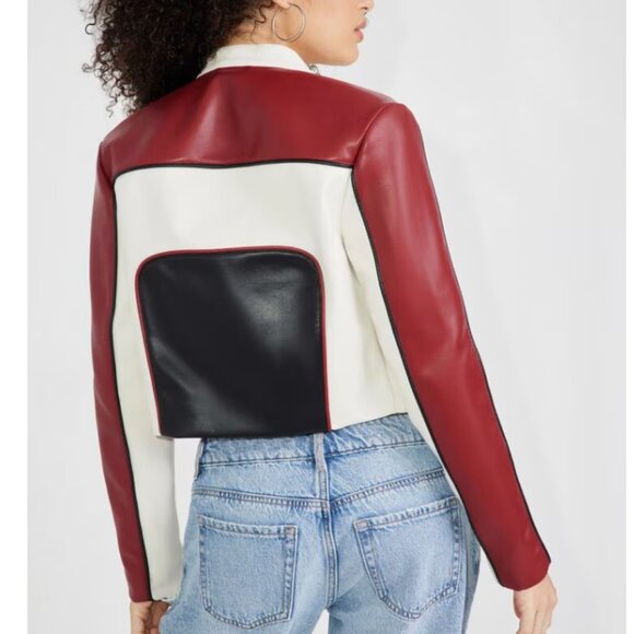 GARAGE CROPPED RACER VEGAN LEATHER JACKET SMALL - Picture 4 of 4